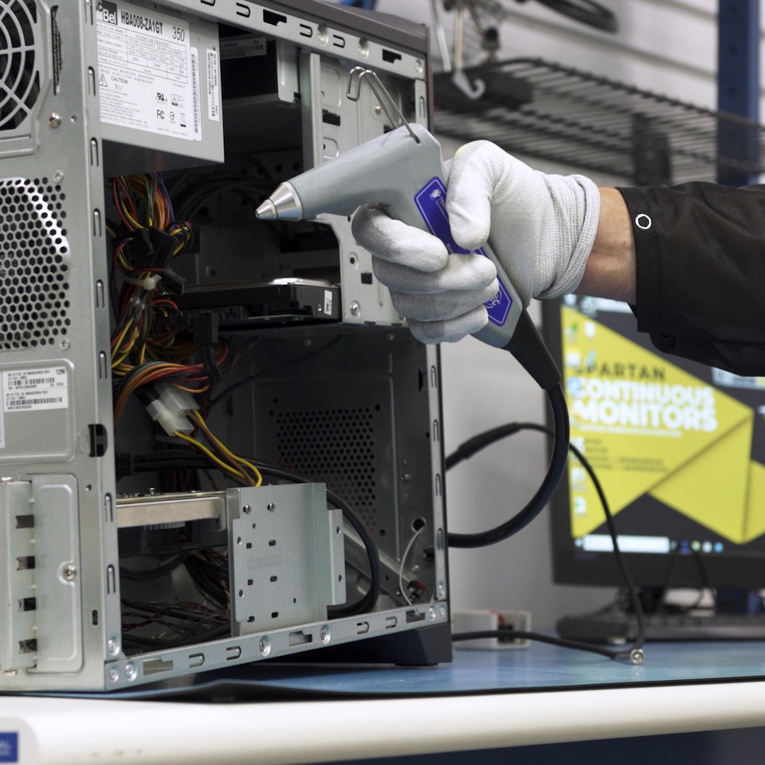 ESD Ionizing Guns In Use Cleaning Computer